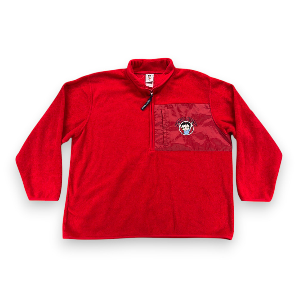 Vintage Betty Boop Sweater Adult EXTRA LARGE Red Fleece Embroider Zip Y2K